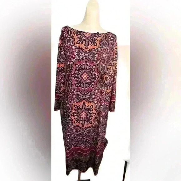 Mid Length Long Sleeve Colorful Dress Size 18W - Picture 3 of 5